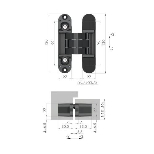 Петля скрытой установки U3D7000 SC (12060UN3D) мат. хром TECH