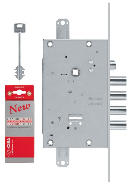Замок врезной сувальдный с защёлкой NEW CAMBIO FACILE 57.685.48 (тех. упаковка), ключ 44 мм