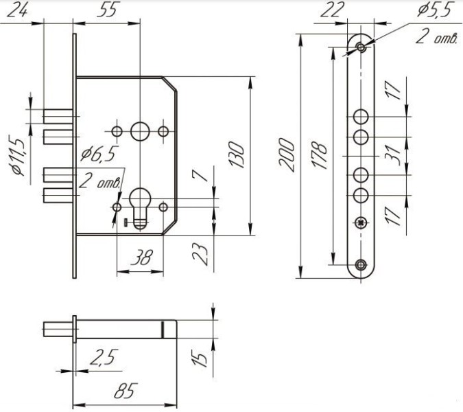Балашиха ЗВ1 102.0.0 под ц/м Замок врезной б/руч (20)