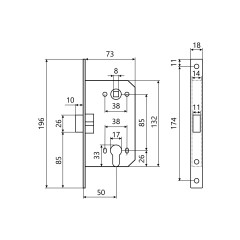 АЛЛЮР АРТ 5300-MC SC мат.хром без ц/м МАГНИТНЫЙ Замок врезной (40)