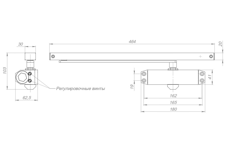 Доводчик дверной DCTR40-100 slide BR коричневый