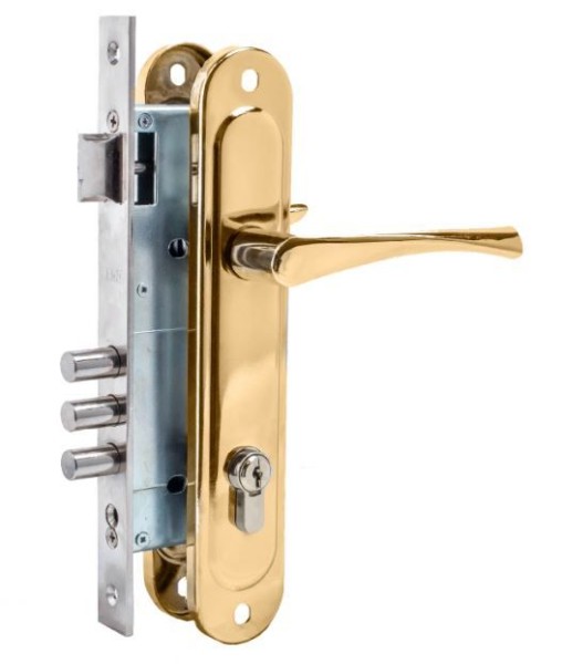 Д-град Зенит ЗВ4-85.3 золото-лак м/о 85 мм Замок врезной с/руч (10)