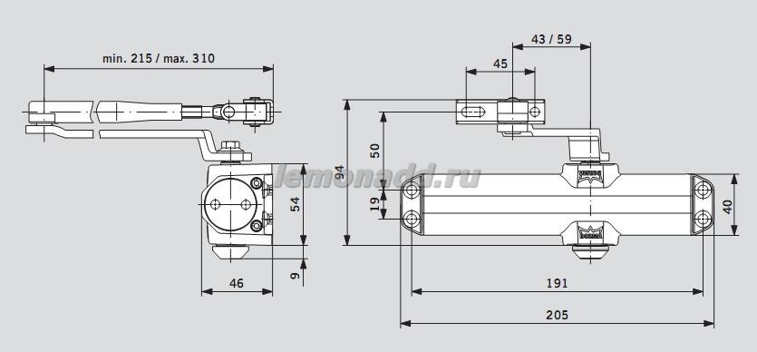 DORMA TS Compakt размеры