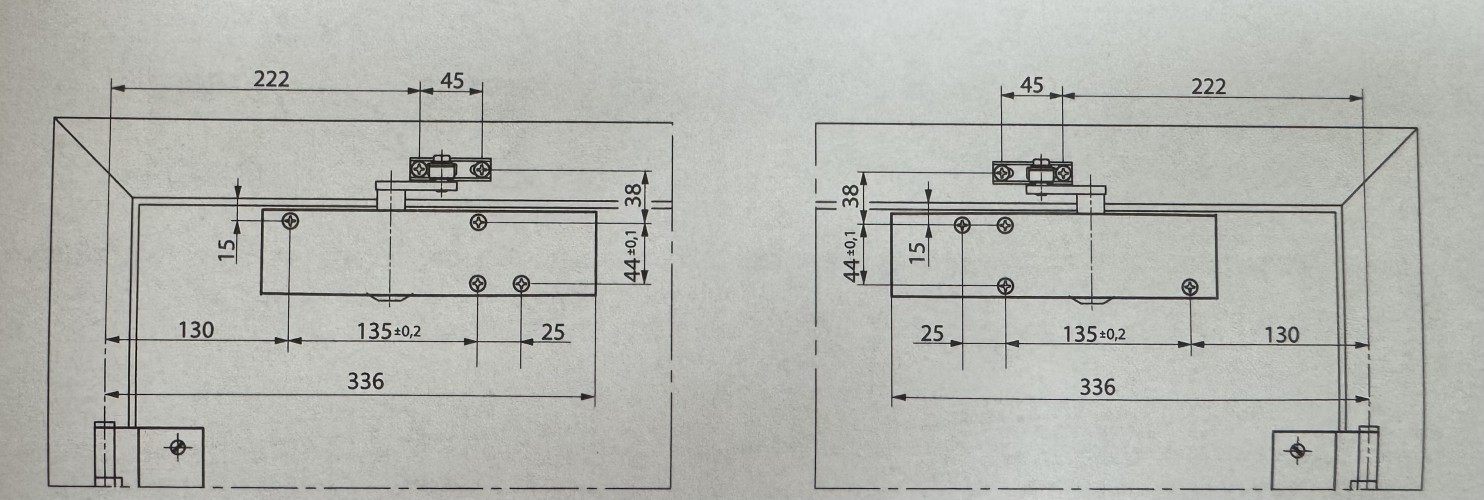 GEZE FDC36 EN 3-6 (дверной доводчик, в комплекте с тягой)