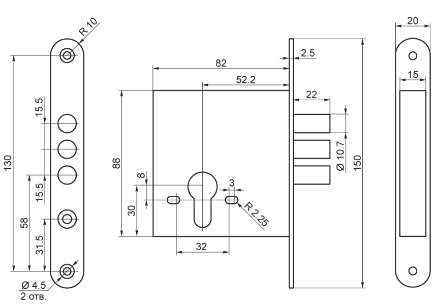 Рязань ЗВ 1-2/11 89400 Замок врезной б/руч (20)