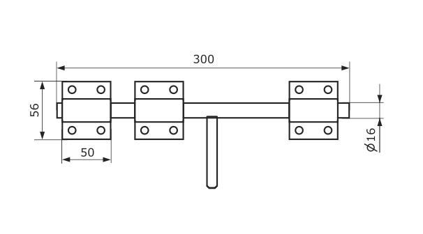 Засов Домарт универсальный ЗУ-300 антик медь d-16мм (5)
