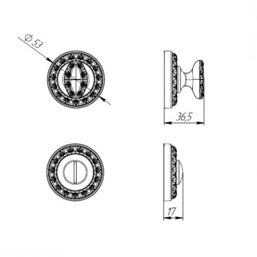Ручка поворотная BK6 MT CP-8 хром