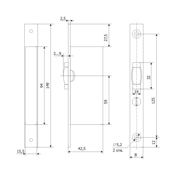Защелка узкопрофильная PROFI 25.1P.24 /128:0296/