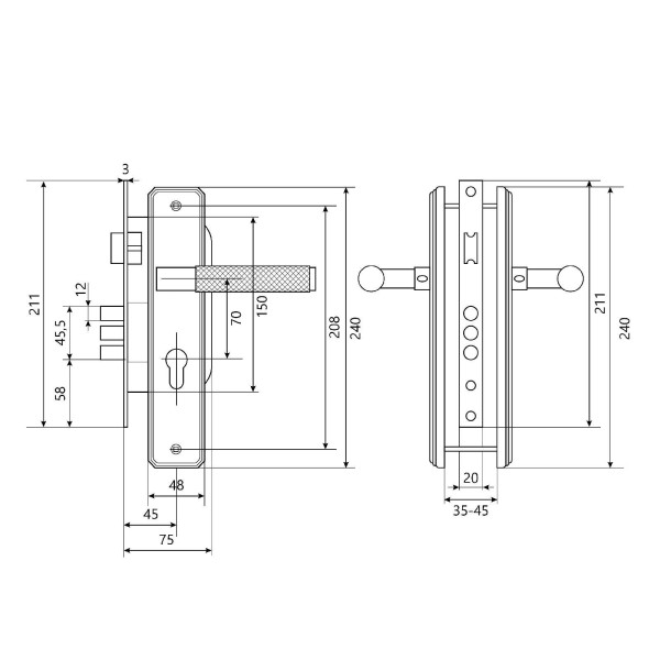 БУЛАТ ЗВ4-3.70.02.06 ФЕРОНА итал.матовое золото 5 перф.кл. Замок врезной с/руч (12)
