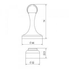 Упор дверной напольный DFIX/MF45 (DSM-45) магнитный ABG-6 бронза