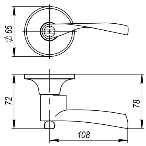 Ручка защелка DK610 BL-PS (6010 BL-P) (без фик.) черный