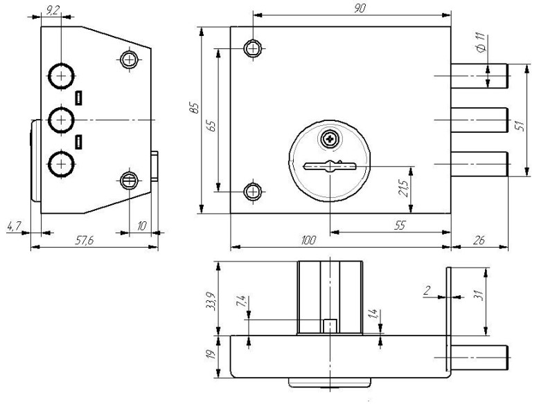 Д-град Зенит ЗН4-1 серебро Замок накладной  (20)