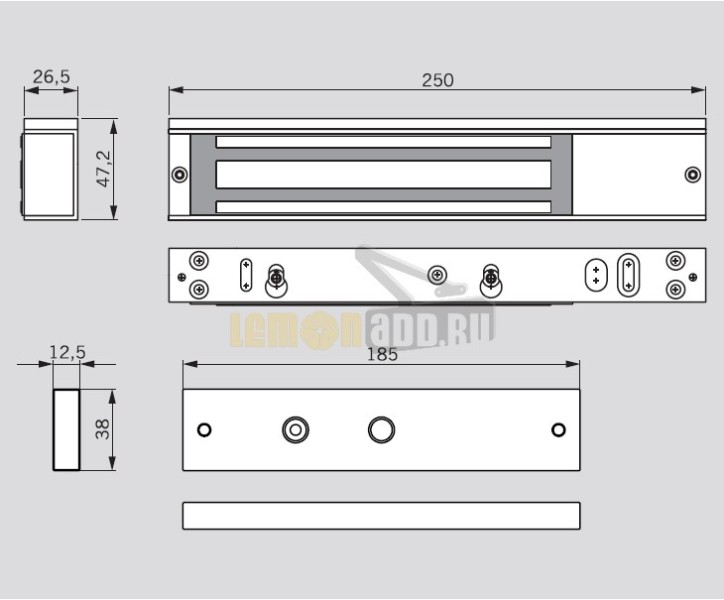 Электромагнитный замок dormakaba EMC 600 H WOE