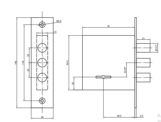 Рязань ЗВ D 8-8 т "BORDER" хром 70927 Замок врезной тяж (30)
