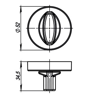 Ручка поворотная BK6.R.URB52 (WC-BOLT BK6/URB) BL-26 черный