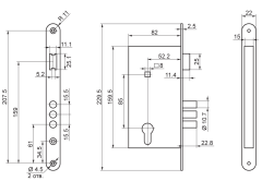 Рязань ЗВ 4-3 черный 78401 м/о 85мм Замок врезной с/руч (12)