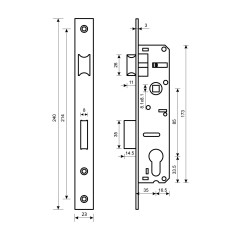 БУЛАТ ЗВ 4-1.35.85.23.08 нерж. сталь 35мм под ц/м, м/о 85 мм Замок врезной б/руч (30)