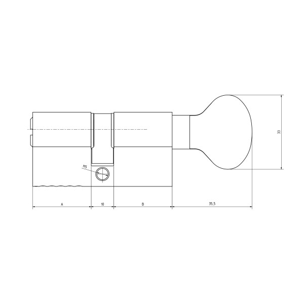 Цилиндровый механизм с вертушкой 164 BM/80 (30+10+40) mm никель 5 кл.