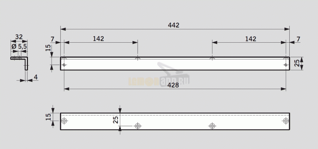 Угловая монтажная пластина G-N для доводчика DORMA TS 91, TS 92, TS 93