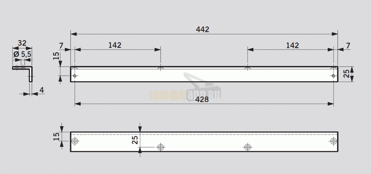 Угловая монтажная пластина G-N для доводчика DORMA TS 91, TS 92, TS 93