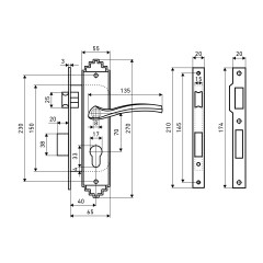 АЛЛЮР АРТ ЗВ4-70.06 AS состаренное серебро Замок врезной с/руч (15)
