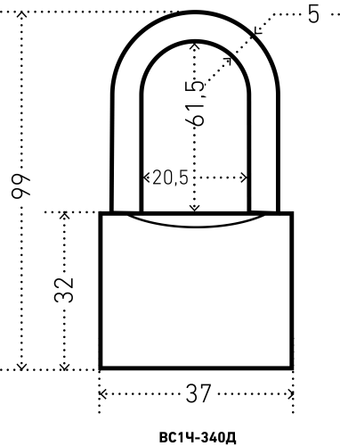 АЛЛЮР ВС1Ч-340Д дл.дужка d5мм 5кл. Замок навесной (96,12!!!)