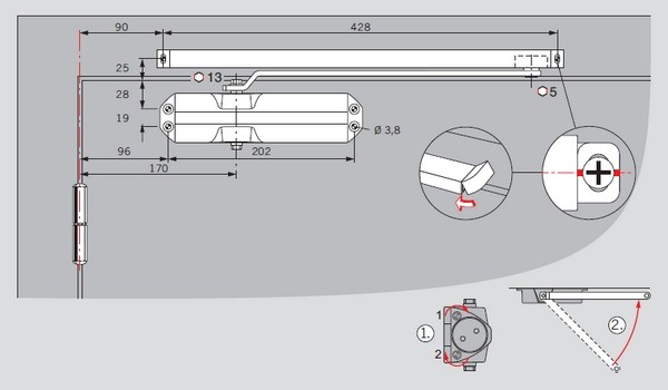 Скользящий канал для доводчиков DORMA TS 68, TS Compakt, TS Profil