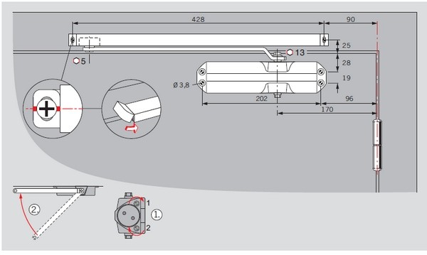 Скользящий канал для доводчиков DORMA TS 68, TS Compakt, TS Profil