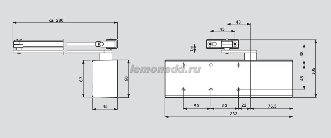 DORMA TS 72 размеры