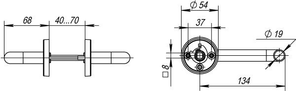 Ручка раздельная R.DSS304-0203/19 (квадрат 8х110 мм) INOX 304