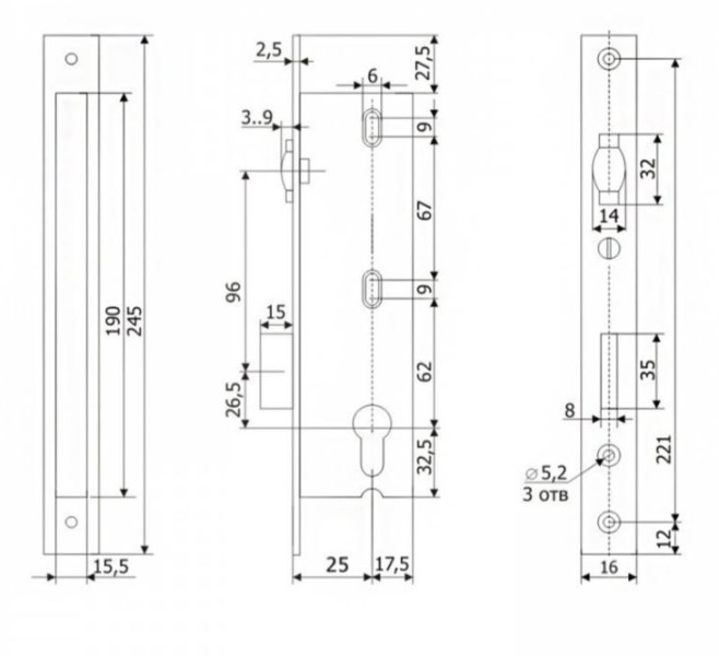 Гардиан PROFI 25.11Р.16 б/о без ц/м с/ролик.ЗЩ Замок врезной б/руч (15)