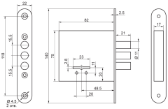 Рязань ЗВ 8-4С/13 76600 Замок врезной б/руч (30)