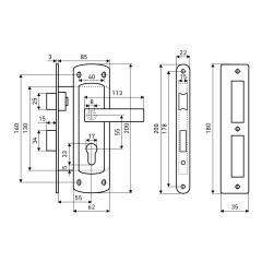 АЛЛЮР ЗВ4-1/55A CP хром автомат ДЛЯ КАЛИТОК без ц/мех. Замок врезной с/руч (12)