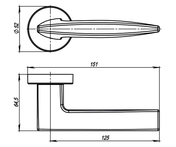 Ручка раздельная R.URB52.SQUID (SQUID URB9) АВ-7 бронза