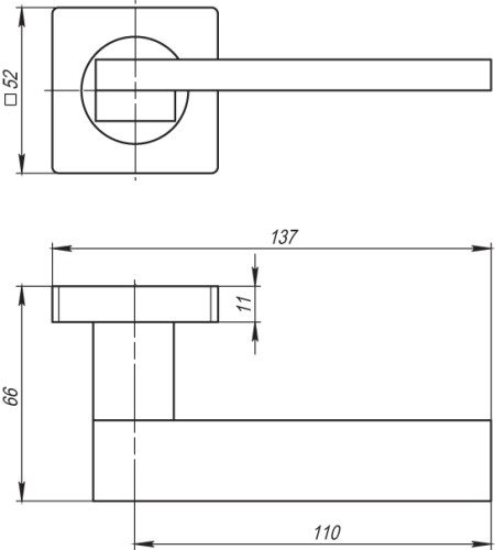 Ручка раздельная SENA SQ002-21SN-3 матовый никель
