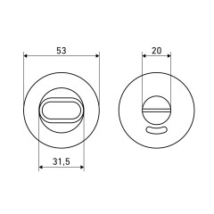 Сантехническая завертка к ручкам СТАНДАРТ 02WC SS WHITE БЕЛАЯ INOX нержавеющая сталь (60,3)
