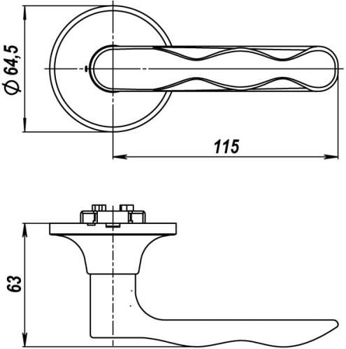 Ручка защелка DK624/BL CP-BK (624/BL CP-B) (фик.) хром