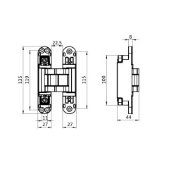 Петля скрытой установки U3D7803.VPG FSG флор. золото TECH
