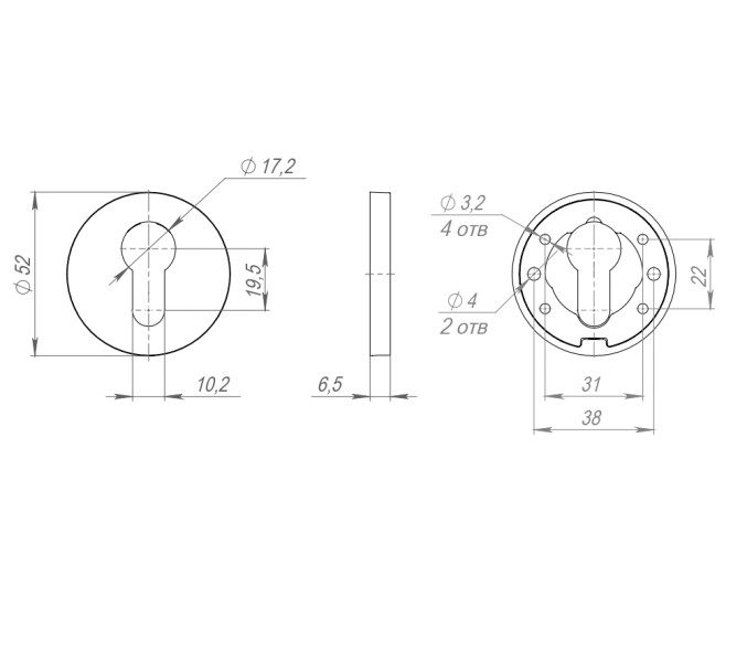 Накладка на цилиндр ESC.C.RLR/R.486 BL-24 черный (1 шт.)