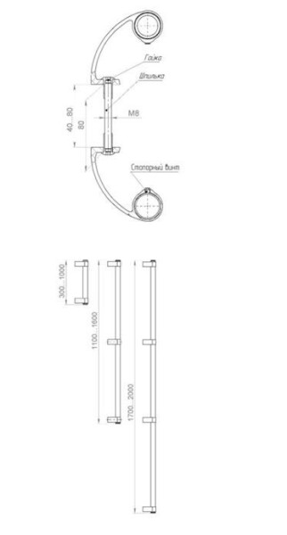 ЛДМ Ручка офисная АРД-02 (500 мм) 9006 серебро Ручка-скоба (16)