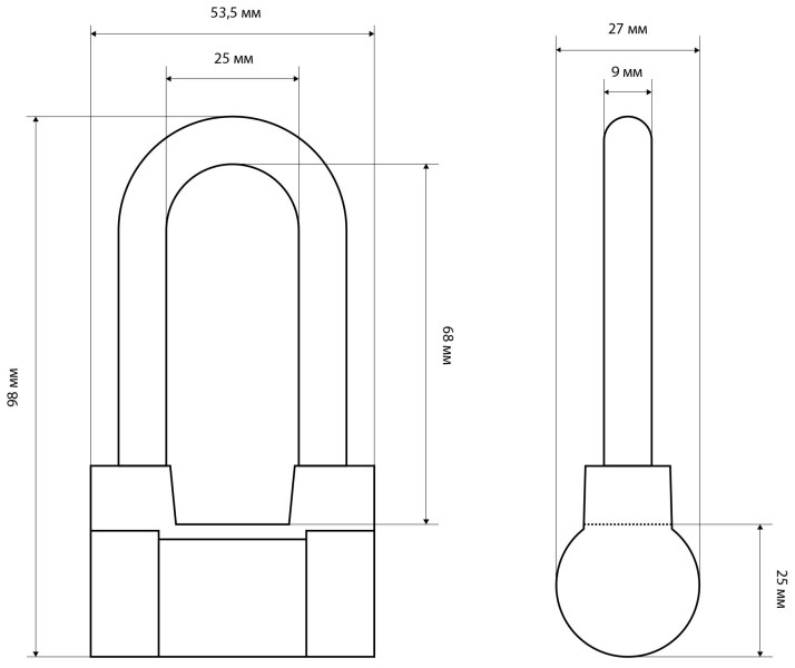 СТАНДАРТ AL-660L d9,5мм ЕВРОПАКЕТ Замок навесной (120,30,15)