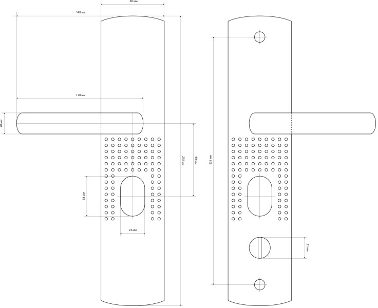 СТАНДАРТ РН-СТ222-R универс. для кит. металл. дверей правая Комплект ручек (12)
