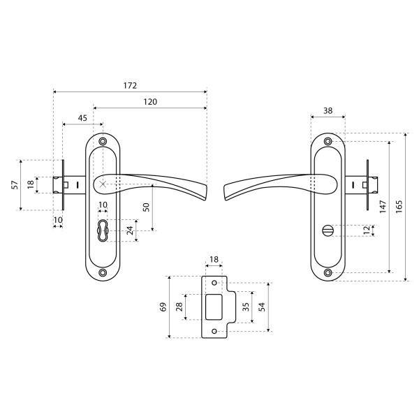 СТАНДАРТ ЗЩД 132/50 R SN правая мат.никель с фиксацией Защёлка (30)