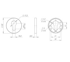 Накладка на цилиндр ESC.C.RLR/R.486 SSG-39 сатинированное золото (1 шт.)
