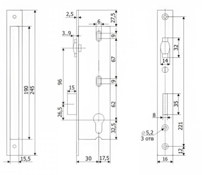 Гардиан PROFI 30.11Р.16 б/о без ц/м с/ролик.ЗЩ Замок врезной б/руч (15)