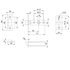 Защелка врезная METLM45-8 WH белый