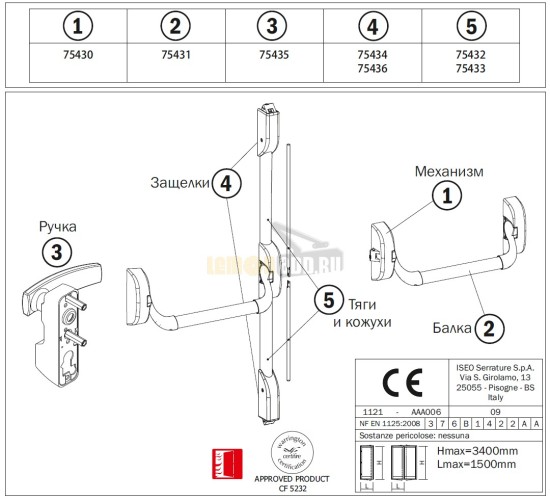 DOORLOCK DL PD900FR/L верхняя и нижняя защелки системы антипанка, цвет черный