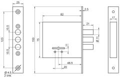 Рязань ЗВ 8-6/13 б/о 73100 Замок врезной б/руч (30)