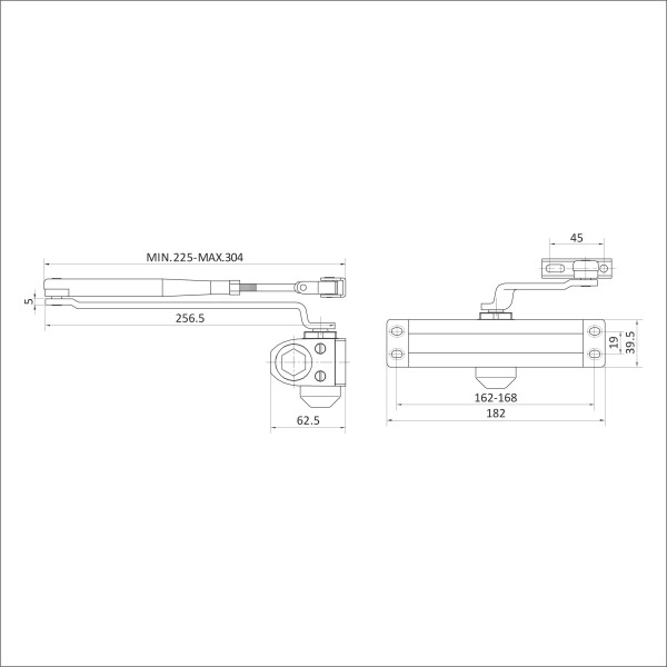 БУЛАТ Доводчик дверной ULTIMATE ДД-100 A-W (40-120 кг) белый, морозостойкий(10)