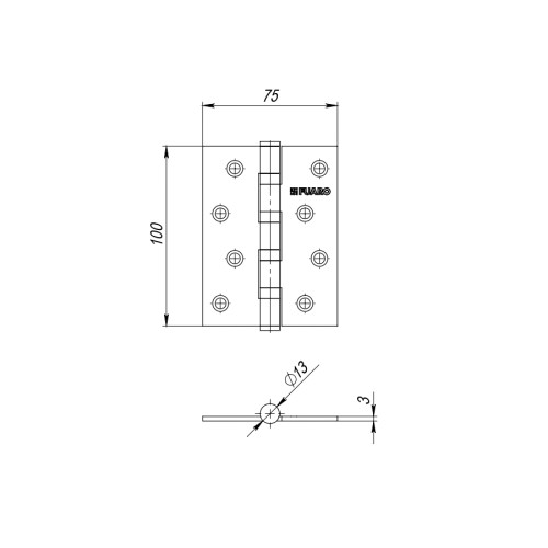 Петля из нержавейки универсальная IN4400U-R10 INOX (4BB-R10 102х76х3)